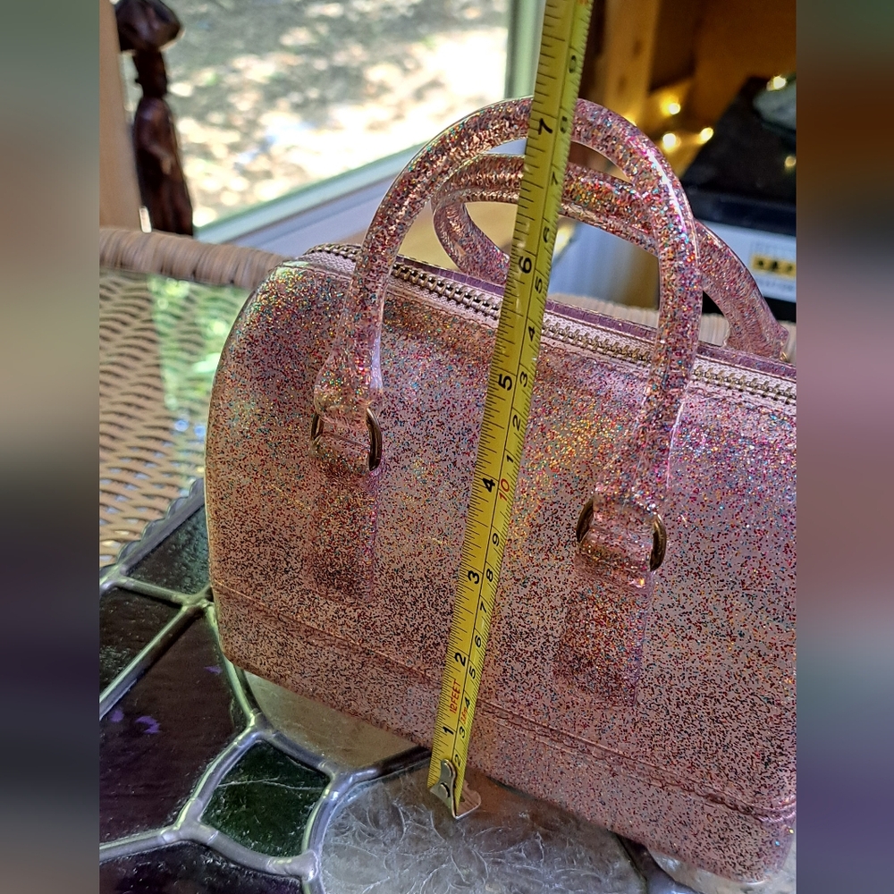 Mini Pink Jelly Glitter Handbag. - Picture 9 of 10